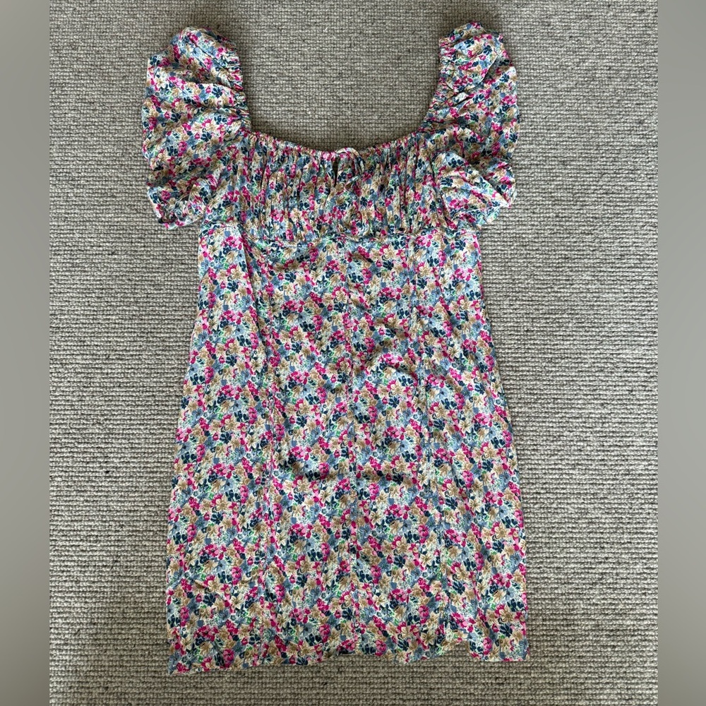 Astr Floral Mini Dress with Ruffled Sleeves Key Hold Sweetheart XL